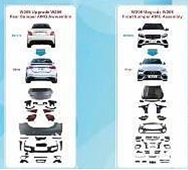 Mercedes-Benz W205'ten W206 AMG C63'e Yükseltme Kiti (Far, Stop Lambası, Kaput ve Çamurluklar Dahil) 2019-2021 - 2