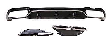 Mercedes Benz E Class W213 17-20  E63 Gümüş Arka Difüzör With Pipe - 1